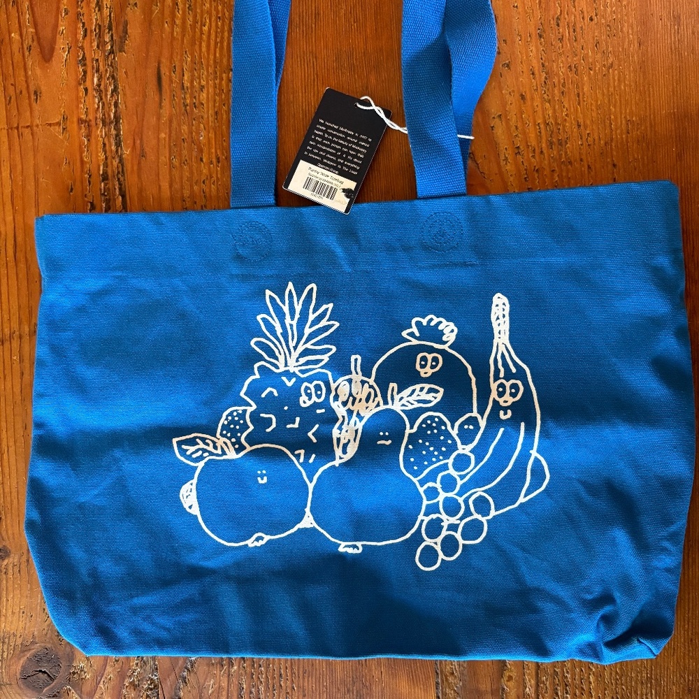 NWT Madhappy Pantry Large Blue Tote Bag 100% Cotton - Picture 2 of 10